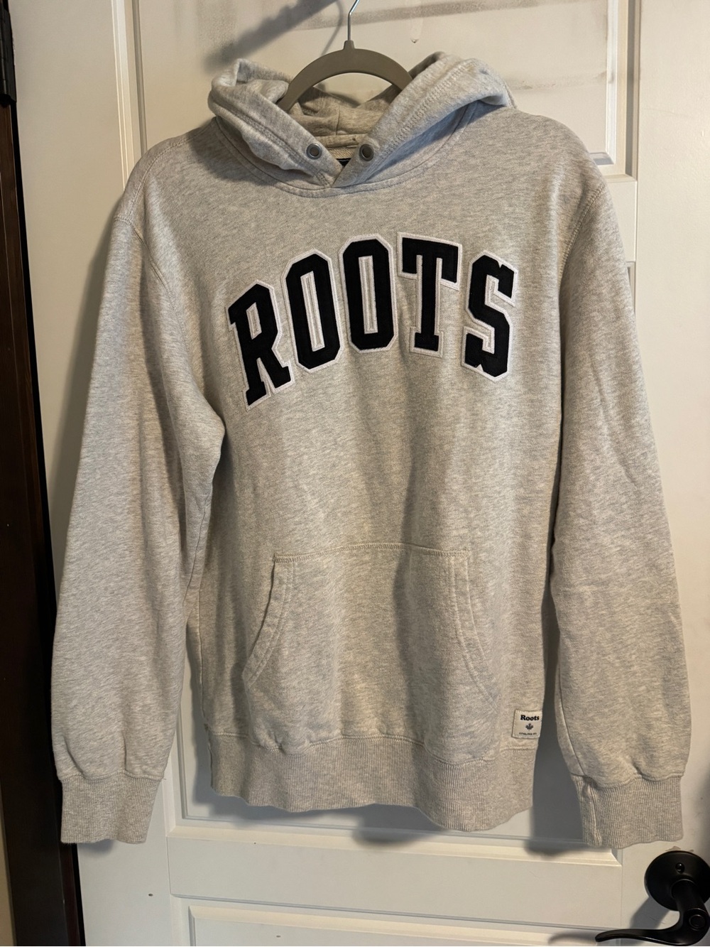 Roots Light Gray Crewneck Hoodie with Black Logo